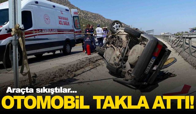 Refüje çarpan otomobil takla attı… Yaralılar var!
