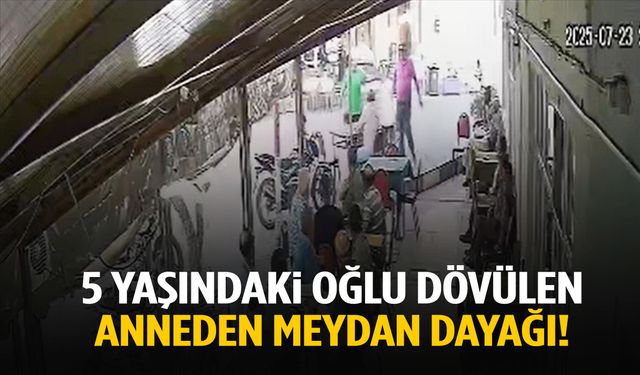 Engelli oğluna tokat atan adama anne meydan dayağı attı