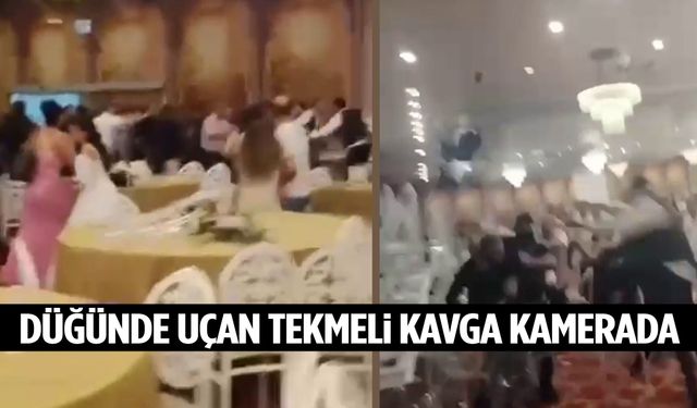 Gelin ve damat tarafı arasında uçan tekmeli kavga! O anlar kamerada…