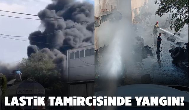 İzmir’de lastik tamircisinde yangın