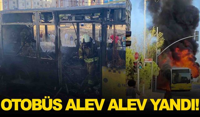 Seyir halindeki İETT otobüsü alev alev yandı