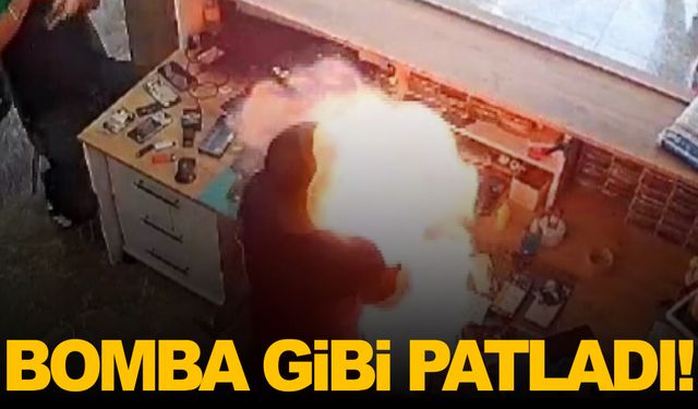 Telefon bataryası bomba gibi patladı… Tamirci yaralandı!