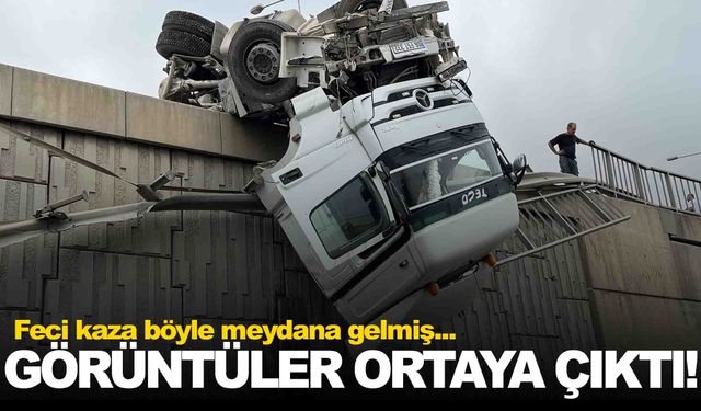 İzmir’de tır viyadükte asılı kalmıştı… Kazanın görüntüsü ortaya çıktı!