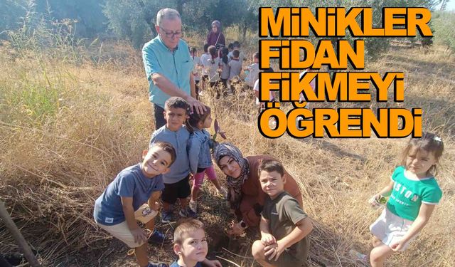 Sarıgöl’de minik öğrenciler fidan dikmeyi öğrendi