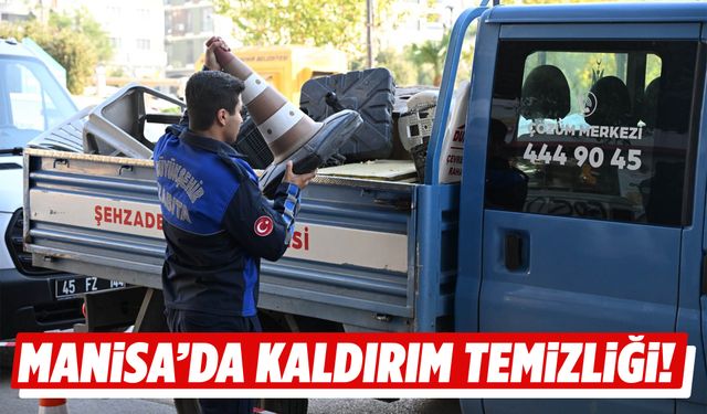 Manisa’da kaldırım temizliği!