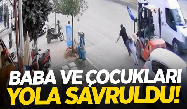 Mersin’de forklift dehşeti: Baba ve çocukları yola savruldu