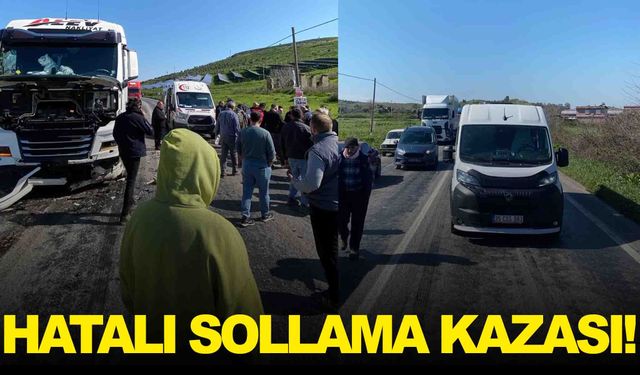 İzmir Tire’de hatalı sollama kaza getirdi: Otomobil kamyona çarptı