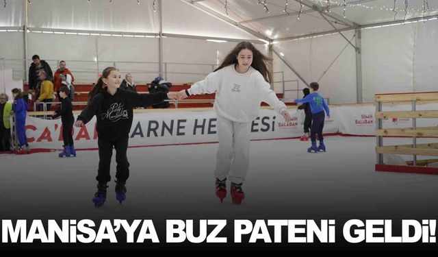 Manisa’da çocukların buz pateni eğlencesi!
