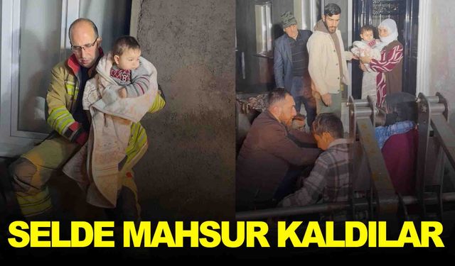 Manisa’da 11 kişilik aile selde mahsur kaldı!