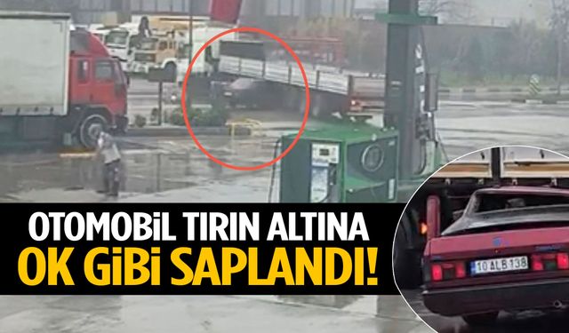 Turgutlu’da feci kaza! Otomobil tırın altına ok gibi saplandı