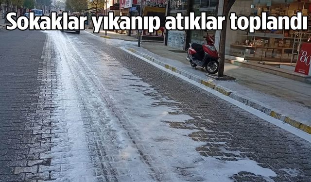 Sokaklar yıkanıp atıklar toplandı
