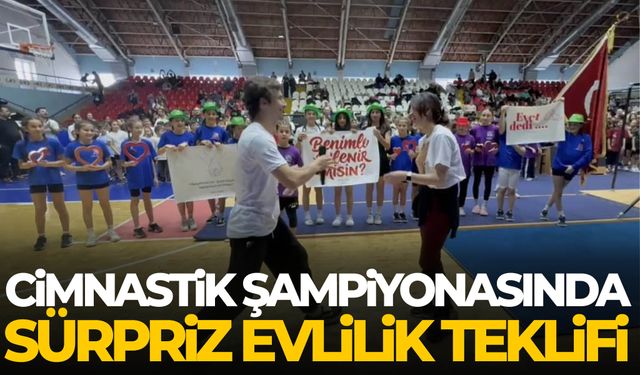 Cimnastik şampiyonasında sürpriz evlilik teklifi