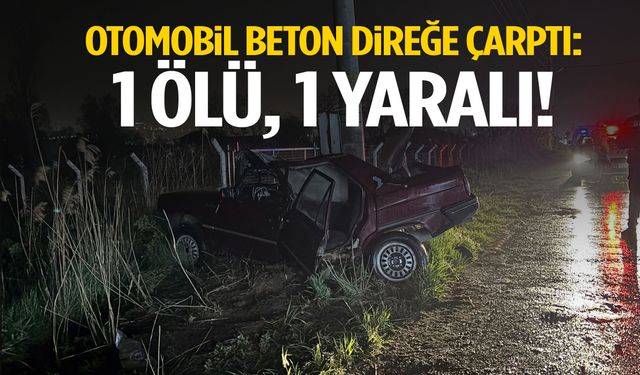 Otomobil beton direğe çarptı: 1 ölü, 1 yaralı