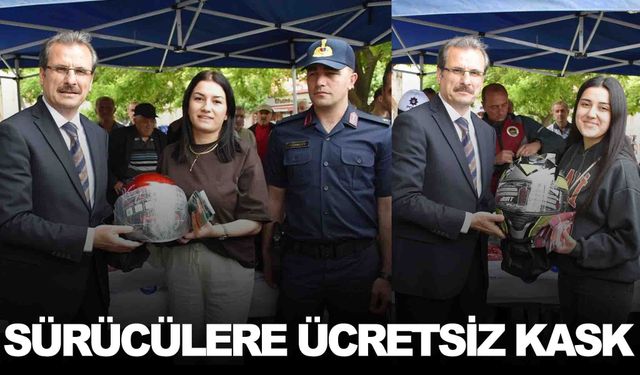 Salihli’de motosiklet sürücülerine için kask dağıtıldı