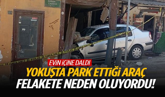 Bir anda hareket etti! Kontrolden çıkan otomobil 3 katlı eve girdi