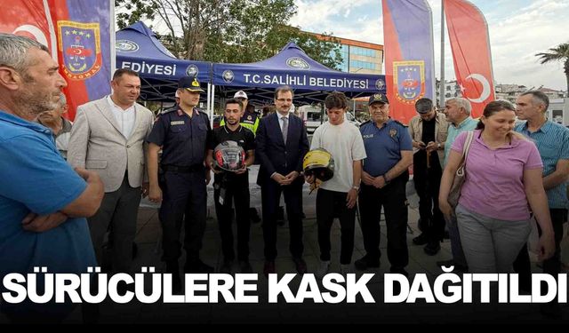 Emniyet ve jandarma işbirliğiyle sürücülere kask dağıtıldı