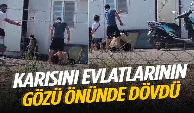Çocuklarının gözü önünde dehşet! Elindeki bıçakla eşini acımasızca darbetti