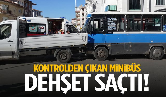 Kontrolden çıkan minibüs dehşet saçtı… 3 araç birbirine girdi! Yaralılar var