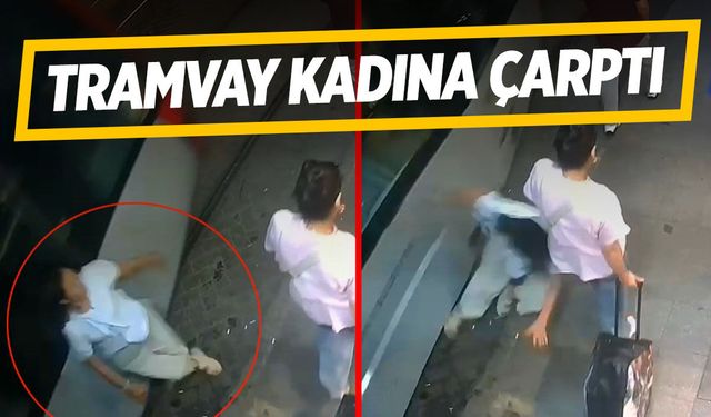Tramvay kadına çarptı