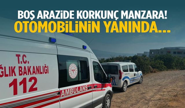 Boş arazide korkunç manzara! Otomobilinin yanında…