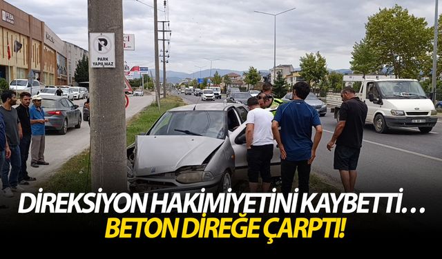 Direksiyon hakimiyetini kaybetti… Beton direğe çarptı!
