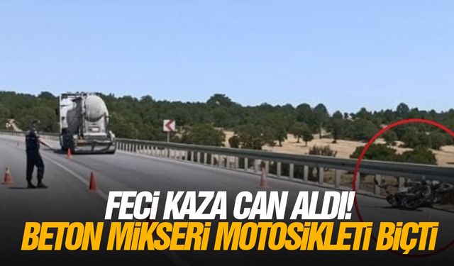 Feci kaza can aldı! Beton mikseri motosikleti biçti
