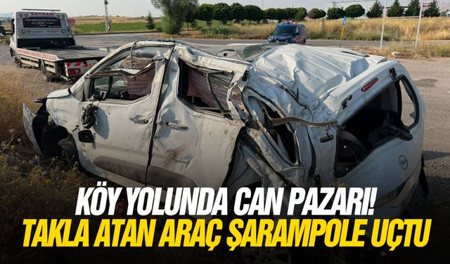 Köy yolunda can pazarı! Takla atan araç şarampole uçtu