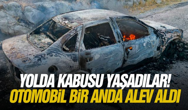Yolda kabusu yaşadılar! Otomobil bir anda alev aldı