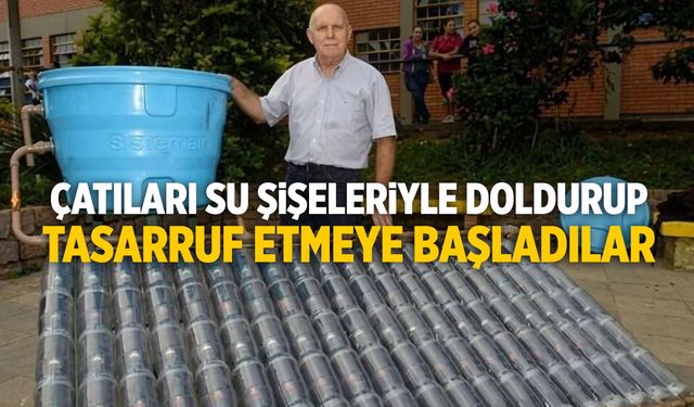 100 pet şişeyi çatıya dizdi! Her şeyden tasarruf ediyor...
