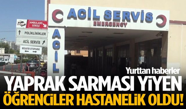 Yaprak sarması yiyen 12 öğrenci hastaneye kaldırıldı