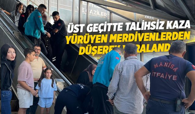 Üst geçitte talihsiz kaza: Yürüyen merdivenlerden düştü