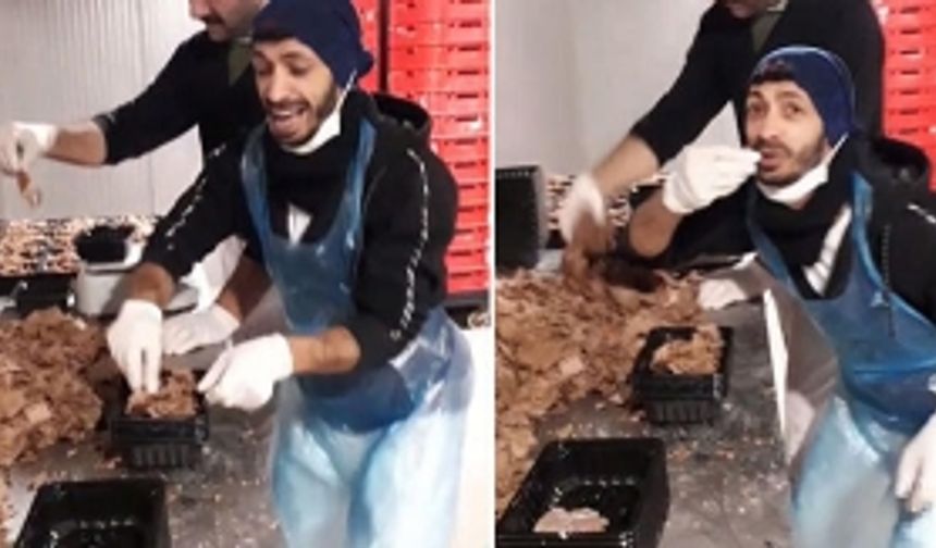 Hazır döner paketleyen iki çalışanın çekip paylaştığı video tepki çekti