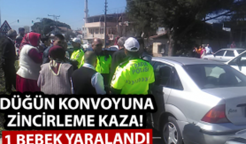 Düğün konvoyuna zincirleme kaza!