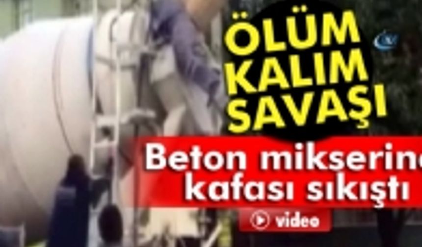 BETON MİKSERİNE KAFASI SIKIŞTI!