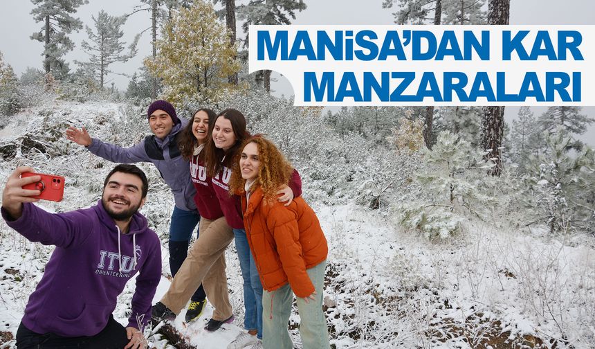 Manisa'da kar yağışı dağları beyaza bürüdü