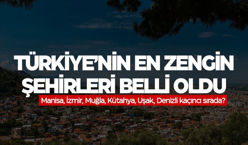 Türkiye'nin en zengin illeri sıralaması açıklandı! Manisa, İzmir, Muğla kaçıncı sırada?