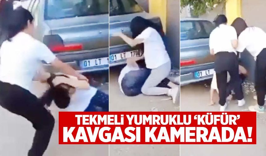 Arkadaşları film izler gibi izledi! Adana’da kızların ‘küfür’ kavgası… Yumruk ve tekmeler havada uçuştu