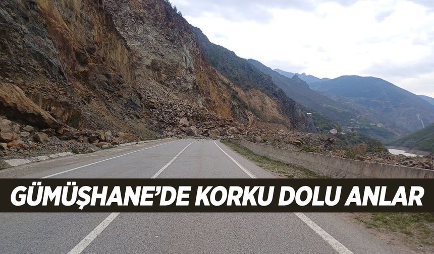 Gümüşhane’de dikkatli gözler felaketi önledi! Heyelan anı kamerada…