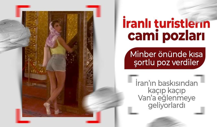 İranlı turistlerden Türkiye'deki camide kısa şortlu poz