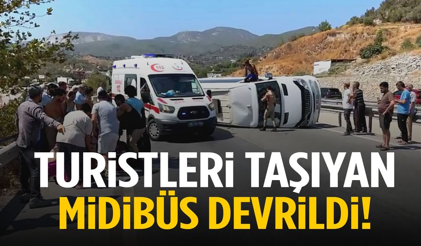 Turistleri taşıyan midibüs devrildi: 7 yaralı