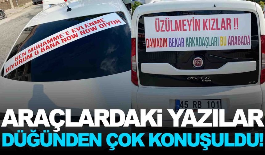 Herkes düğünü bırakıp araçlara baktı… Bu yazılar çok dikkat çekti!