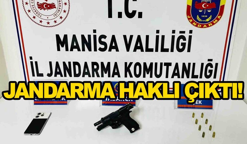 Salihli’de jandarma şüphelendi… Üzerinden ruhsatsız tabanca ve mermi çıktı