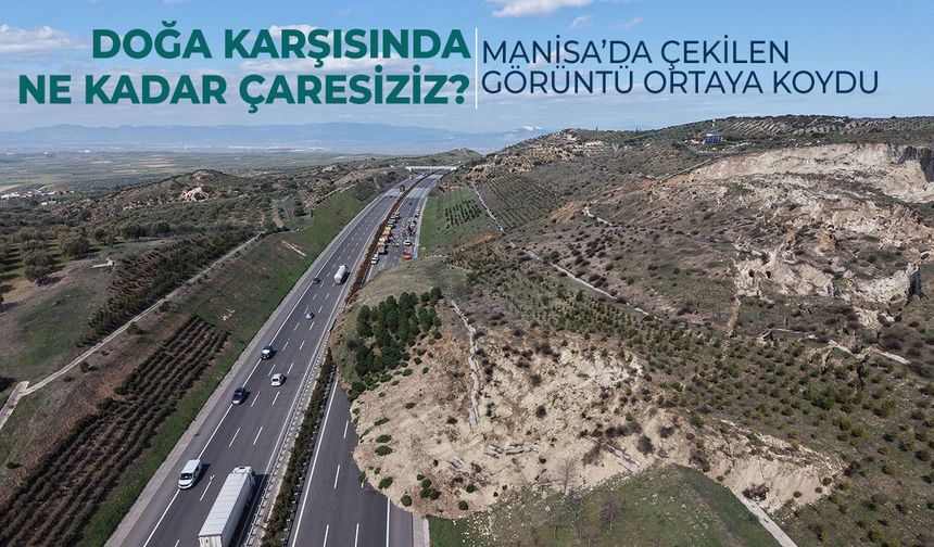 Manisa'da toprak kayması yaşanan yoldaki çalışmalar sürüyor