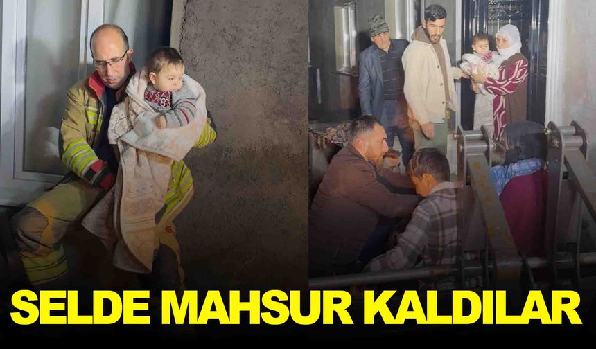 Manisa’da 11 kişilik aile selde mahsur kaldı!