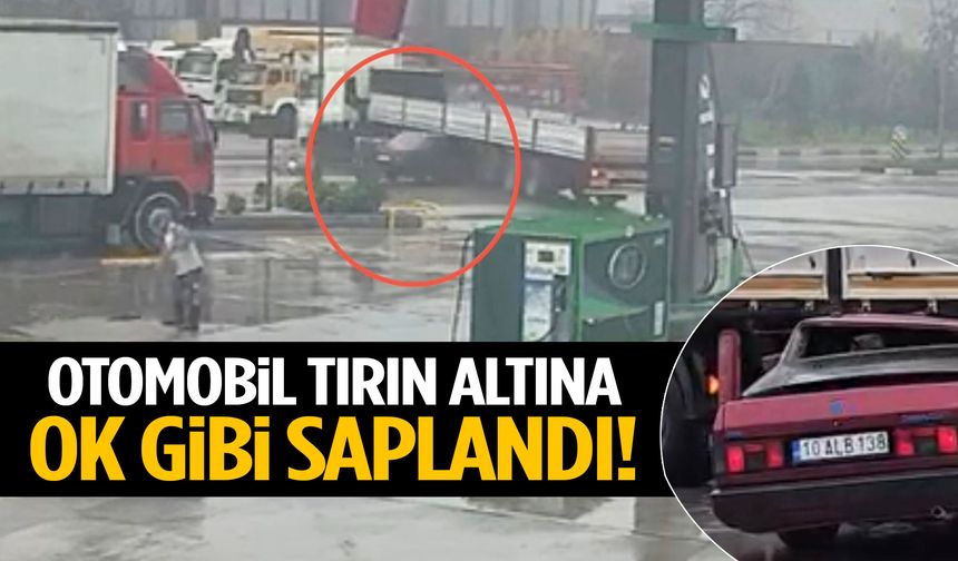 Turgutlu’da feci kaza! Otomobil tırın altına ok gibi saplandı