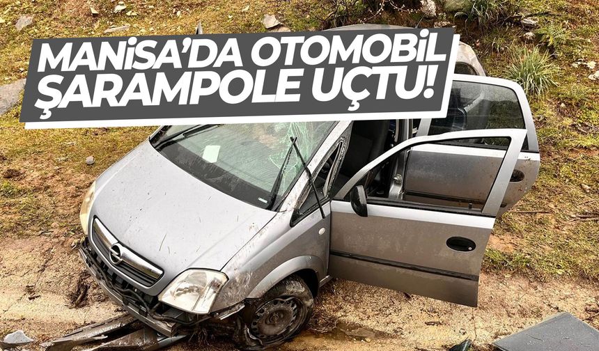 Manisa’da tehlikeli anlar… Otomobil şarampole uçtu!