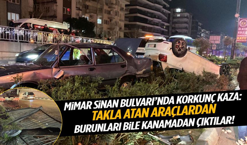 Mimar Sinan Bulvarı’nda hurdaya dönen araçlardan mucize kurtuluş!