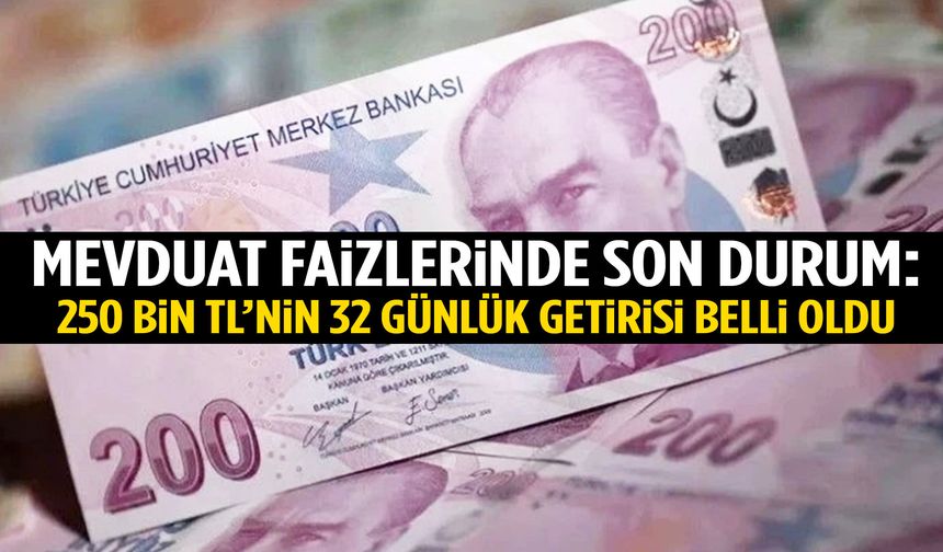 250 bin TL’nin 32 günlük getirisi belli oldu!