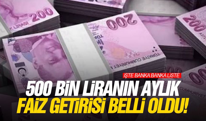500 bin liranın aylık faiz getirisi belli oldu! İşte banka banka liste
