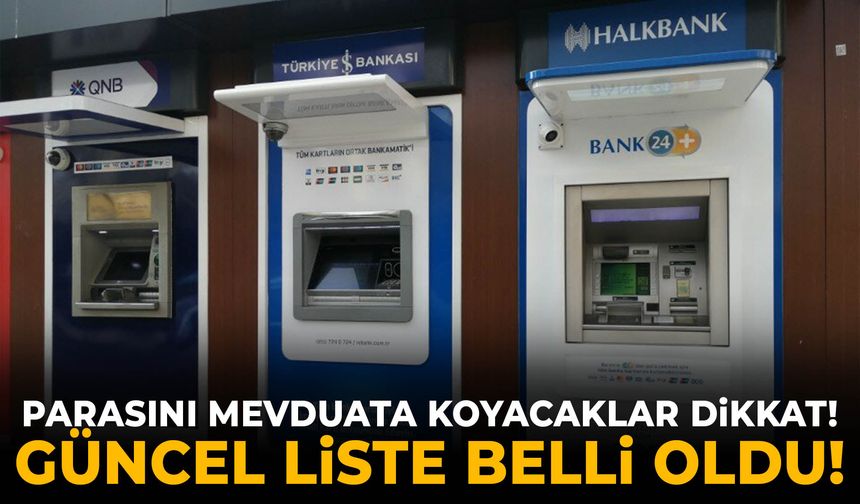 Parasını mevduata koyacaklar dikkat! Güncel liste belli oldu!